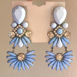 Baby Blue and Silver Earrings with Crystals